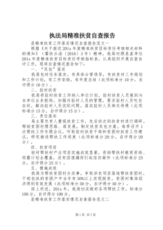 执法局精准扶贫自查报告
