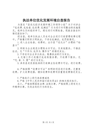 执法单位优化发展环境自查报告