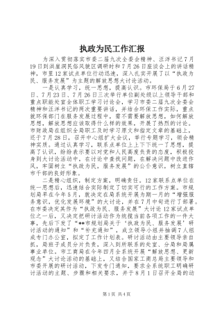 执政为民工作汇报