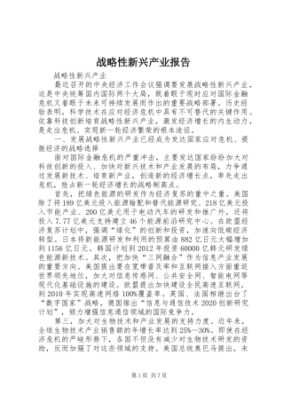 战略性新兴产业报告
