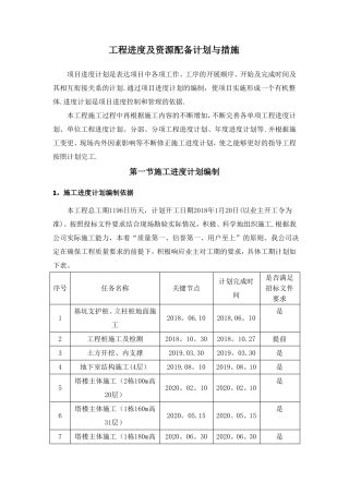 工程进度及资源配备计划与措施