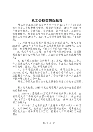 总工会检查情况报告