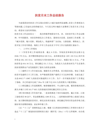 扶贫月末工作总结报告 