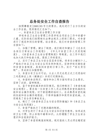 总务处安全工作自查报告