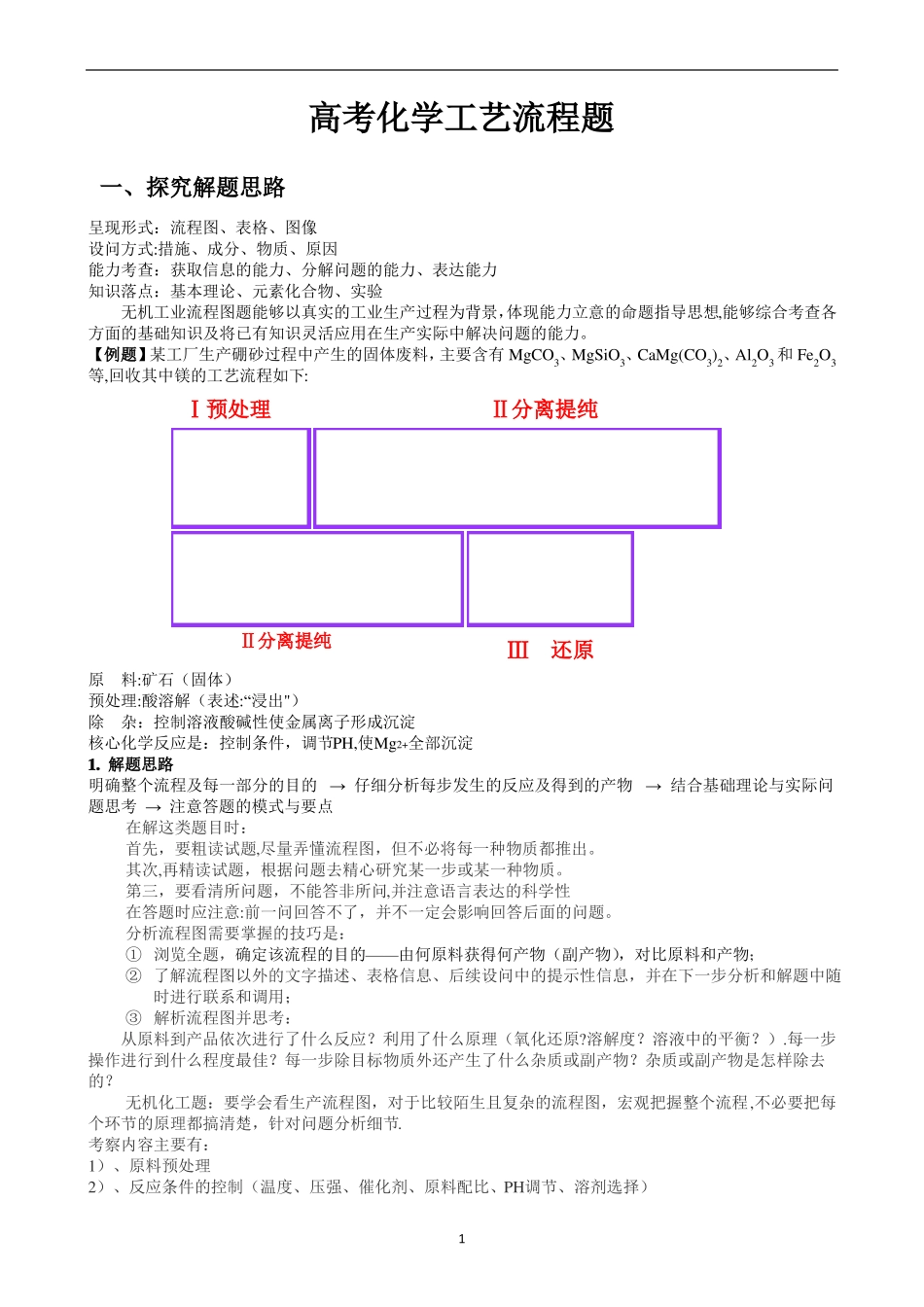 高考化学工艺流程题_第1页