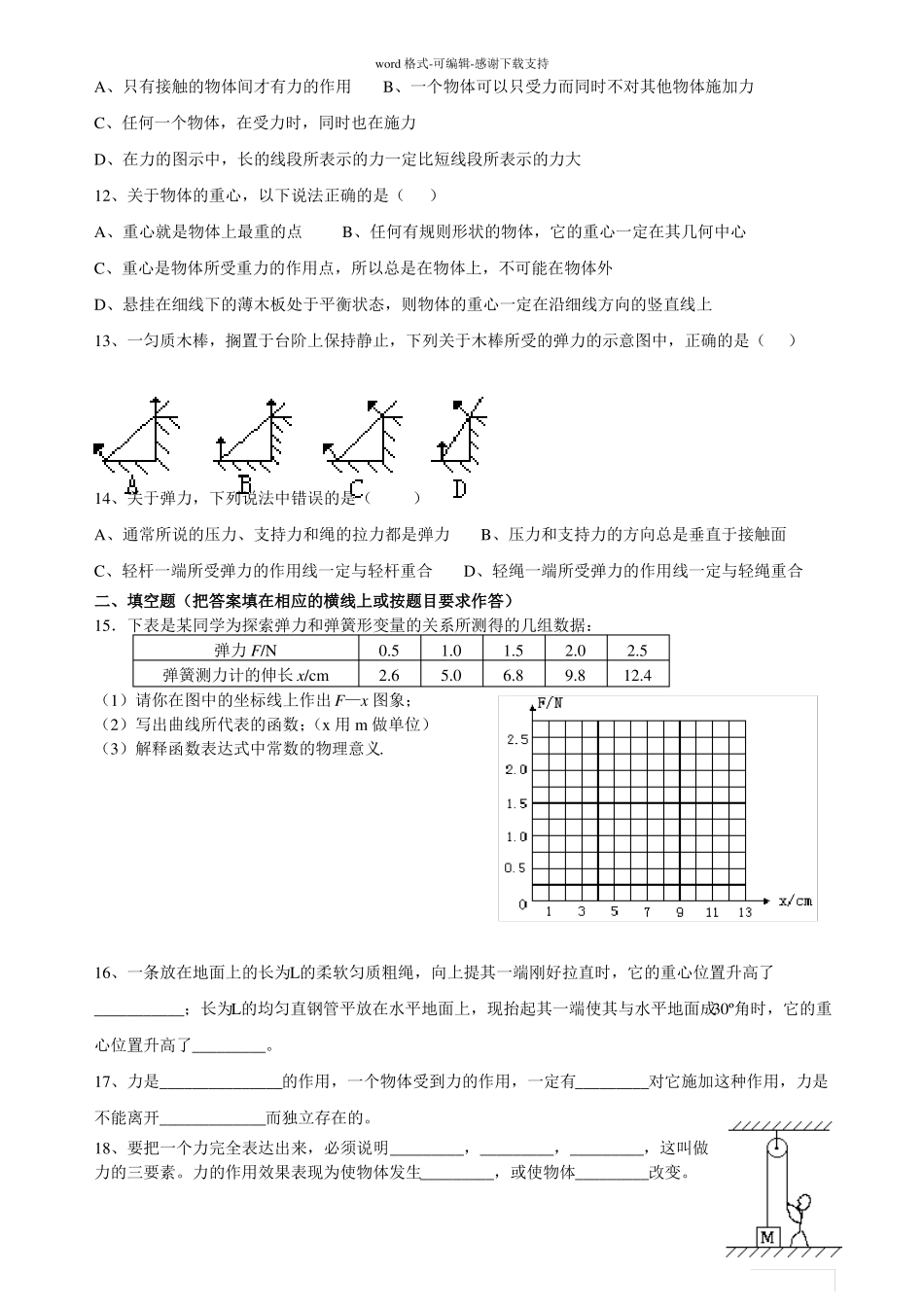 力重力弹力强化练习-含答案_第2页