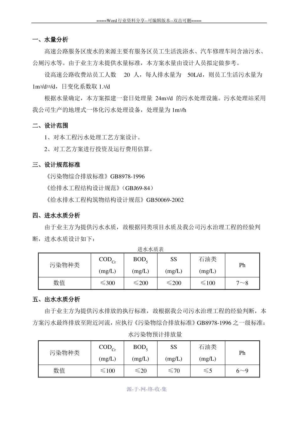 高速公路服务区污水处理工程方案_第3页