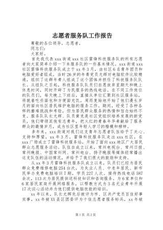 志愿者服务队工作报告