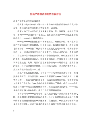 房地产销售员详细的自我评价 