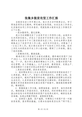 张集乡脱贫攻坚工作汇报