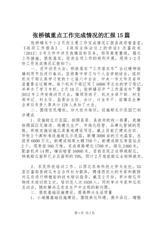 张桥镇重点工作完成情况的汇报15篇
