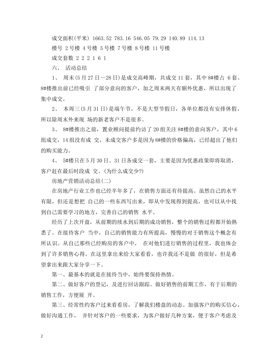 房地产营销活动总结 _第2页