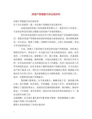 房地产营销能手的自我评价 