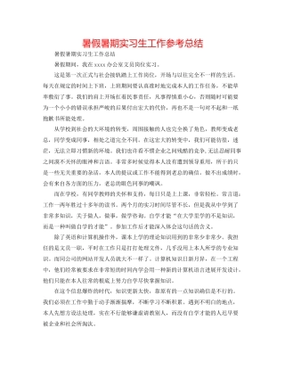 暑假暑期实习生工作参考总结