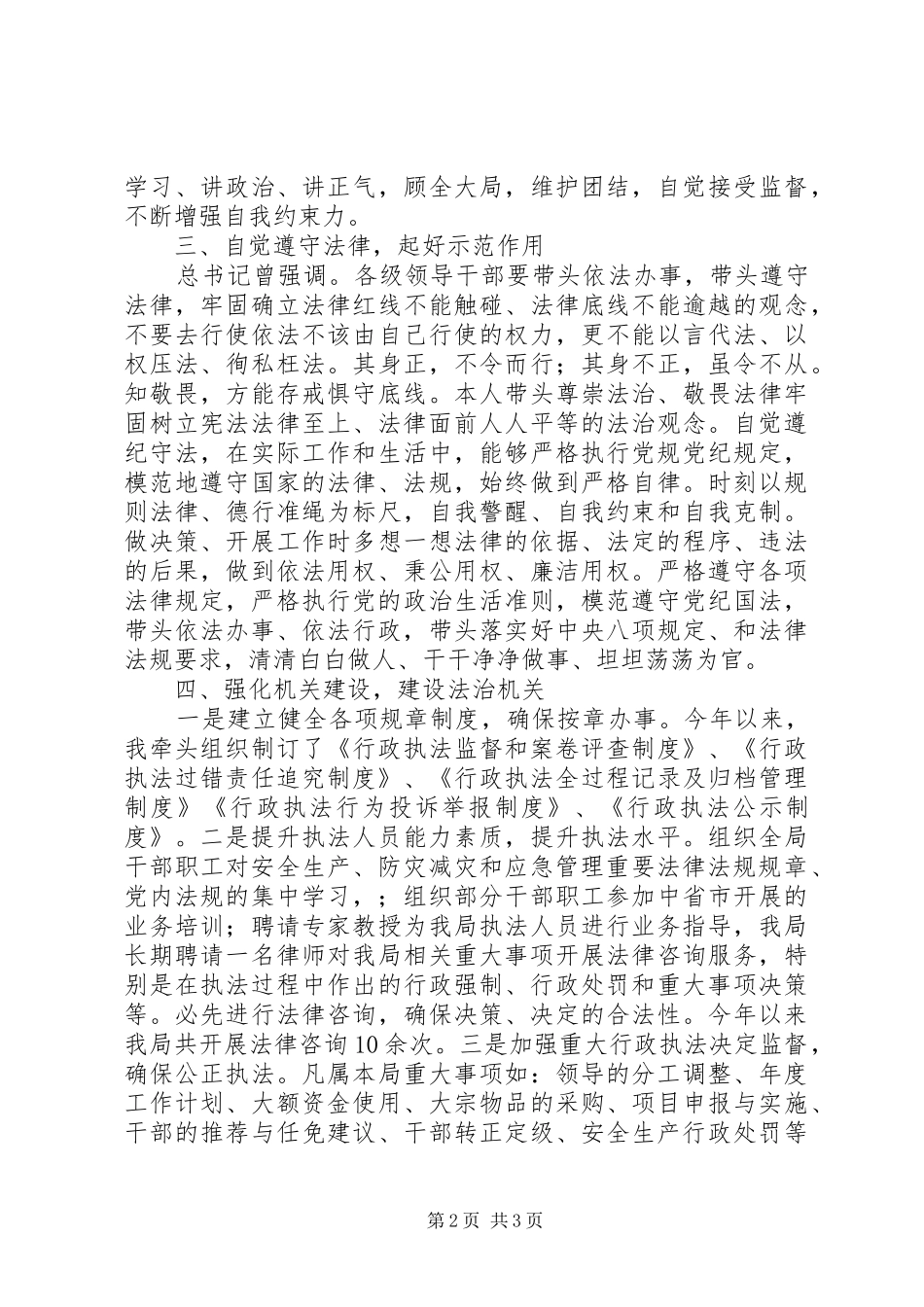 应急管理局局长XX年度述法报告_第2页