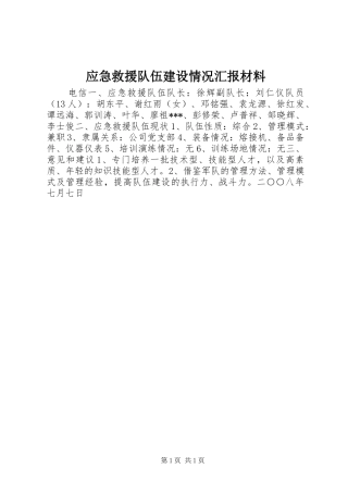 应急救援队伍建设情况汇报材料