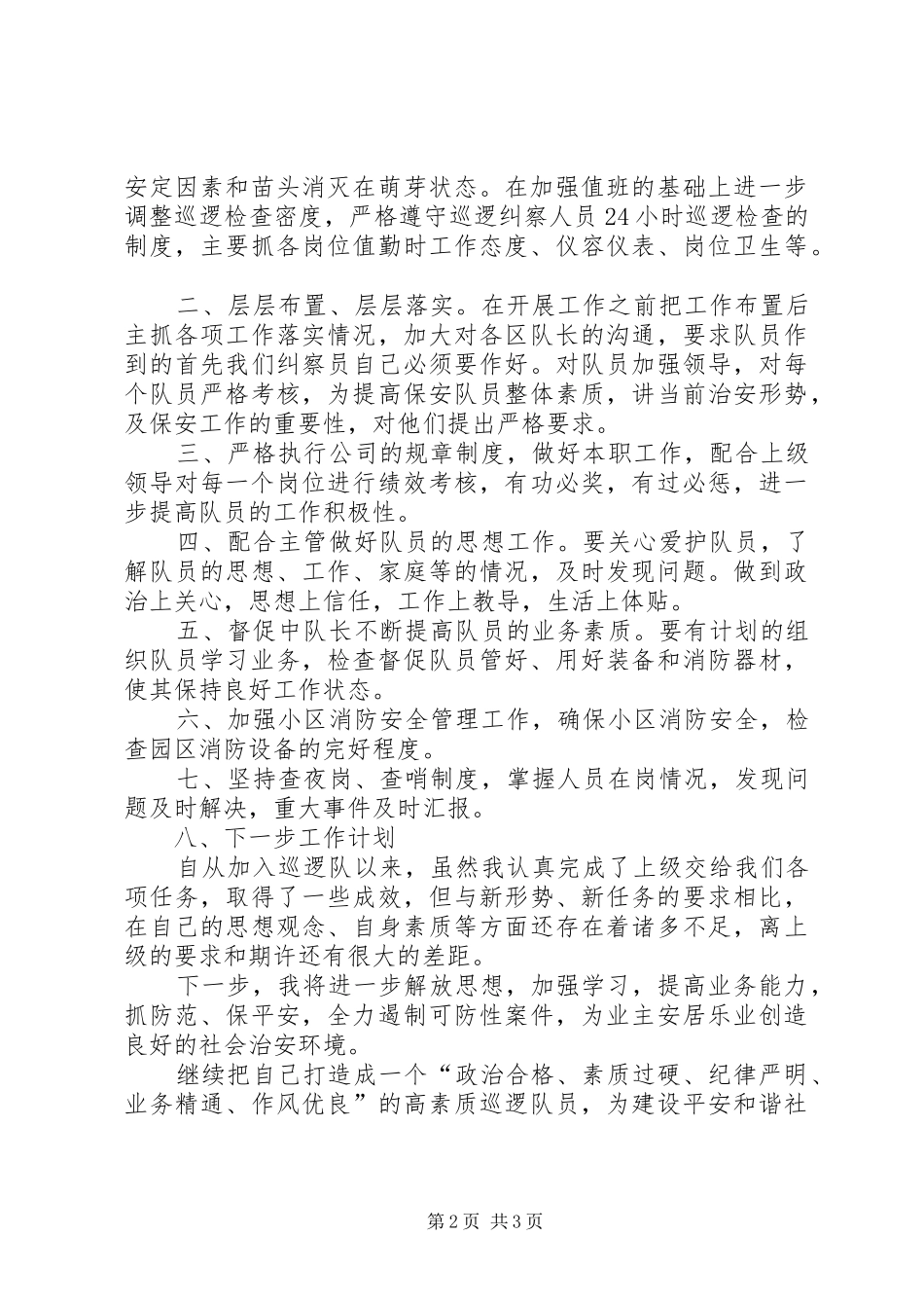 巡逻队员工作汇报_第2页