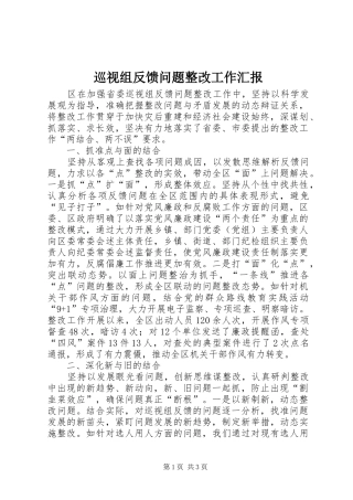 巡视组反馈问题整改工作汇报