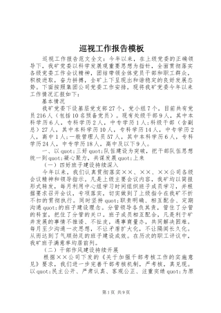 巡视工作报告模板