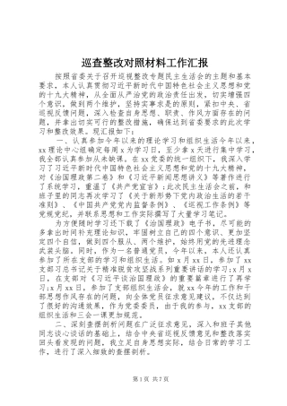 巡查整改对照材料工作汇报