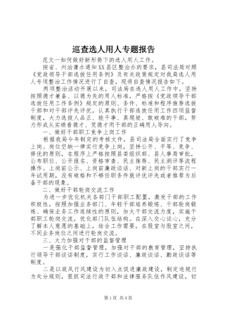 巡查选人用人专题报告