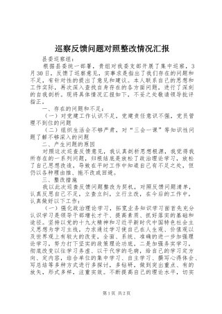 巡察反馈问题对照整改情况汇报