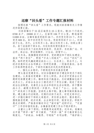 巡察“回头看”工作专题汇报材料