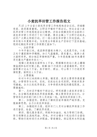 小麦抗旱田管工作报告范文