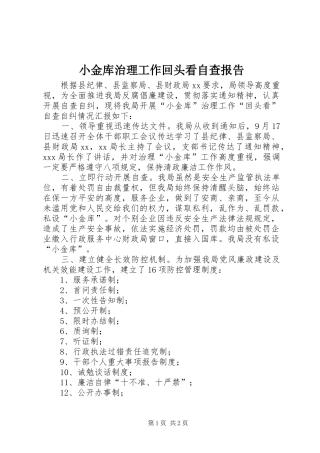 小金库治理工作回头看自查报告