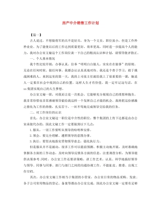 房产中介销售工作计划 
