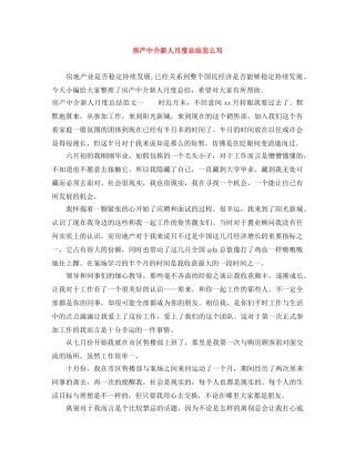 房产中介新人月度总结怎么写 