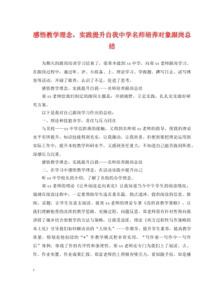 感悟教学理念，实践提升自我名师培养对象跟岗总结 