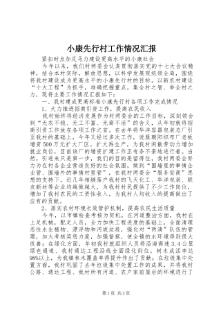 小康先行村工作情况汇报