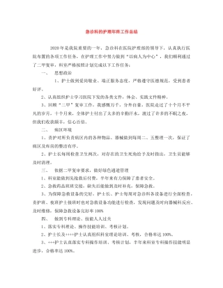 急诊科的护理年终工作总结 