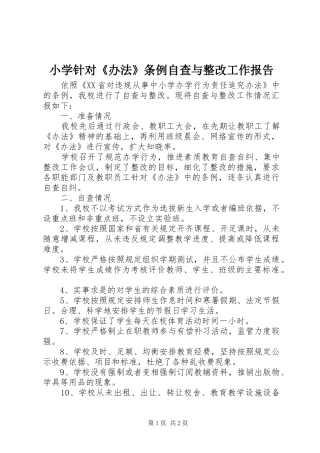 小学针对《办法》条例自查与整改工作报告
