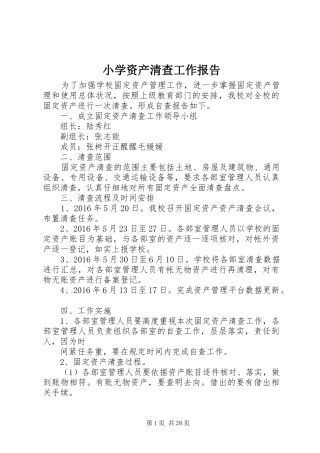 小学资产清查工作报告