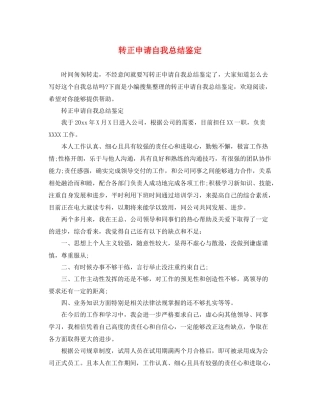 转正申请自我总结鉴定