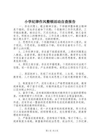 小学纪律作风整顿活动自查报告