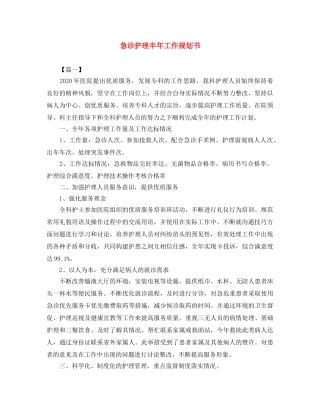 急诊护理半年工作规划书 