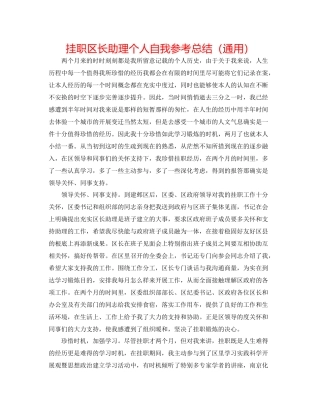 挂职区长助理个人自我参考总结（通用）