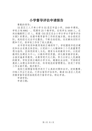 小学督导评估申请报告