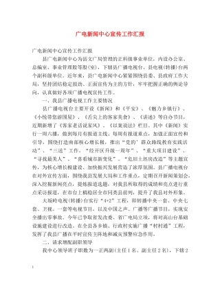 广电新闻中心宣传工作汇报 