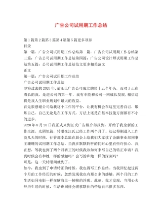 广告公司试用期工作总结 