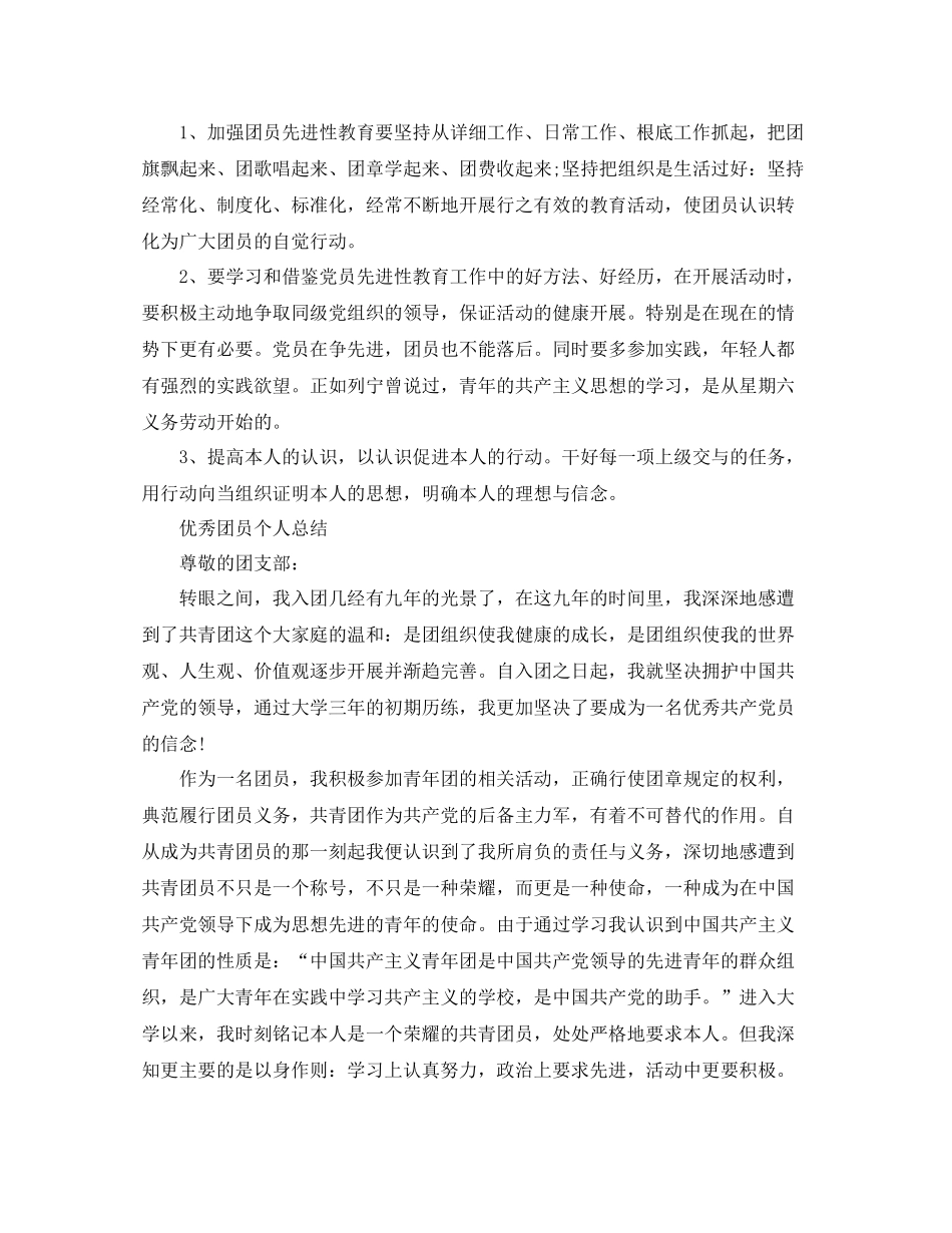 优秀团员个人参考总结范文_第2页