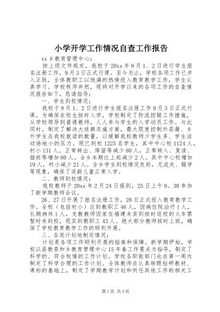 小学开学工作情况自查工作报告