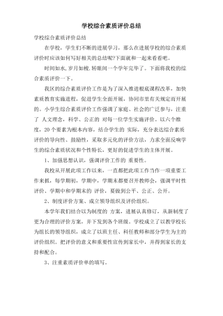 学校综合素质评价总结
