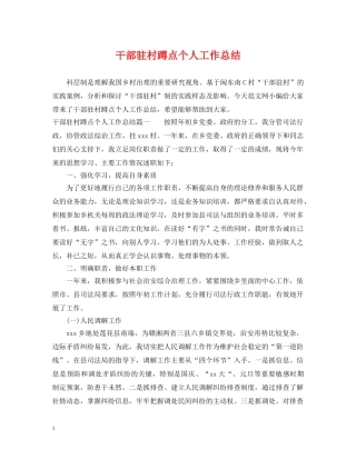 干部驻村蹲点个人工作总结 