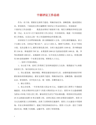 干部评议工作总结 