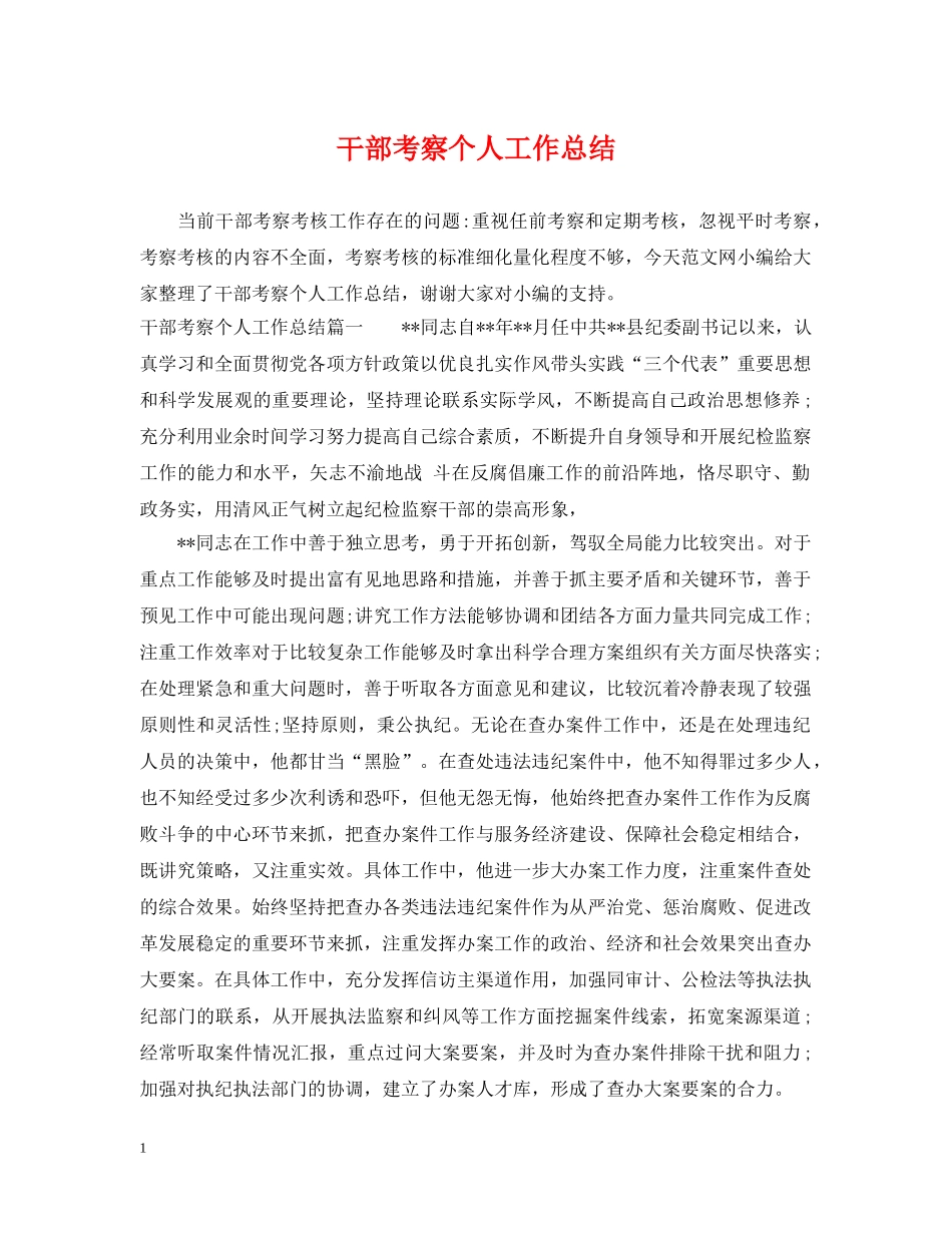 干部考察个人工作总结 _第1页