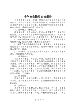 小学安全隐患自检报告
